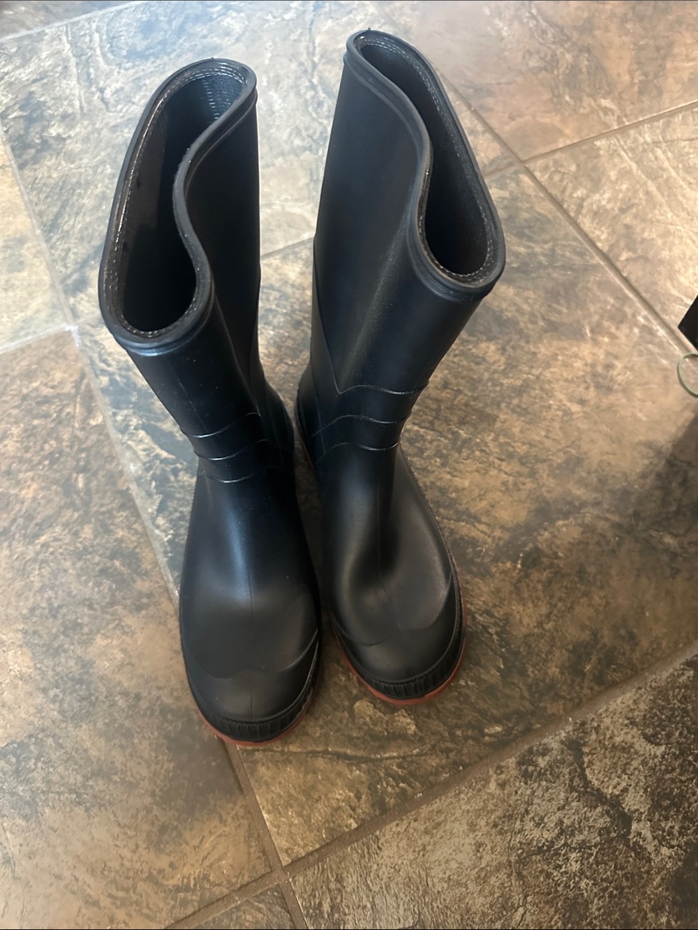 Source Unknown Kids Black Rain & Snow Boots with Brown Trim